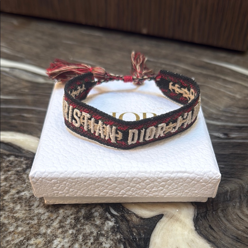 Dior J'adior Multicolor Woven Tasseled Bracelet Like New